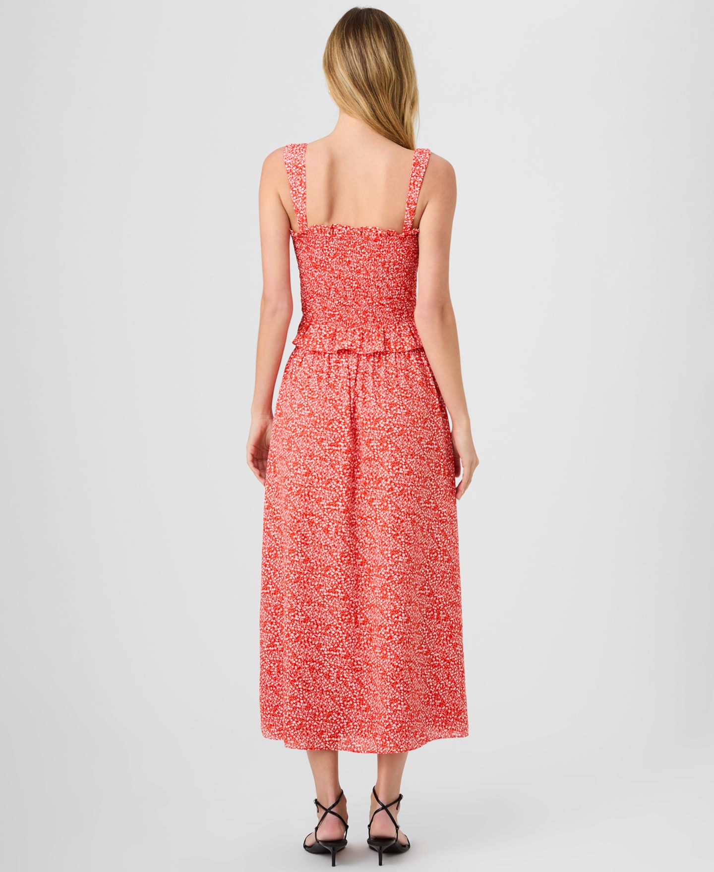 Женский топ French Connection Floral Print Smocked, цвет: Candied Apple — фото 5