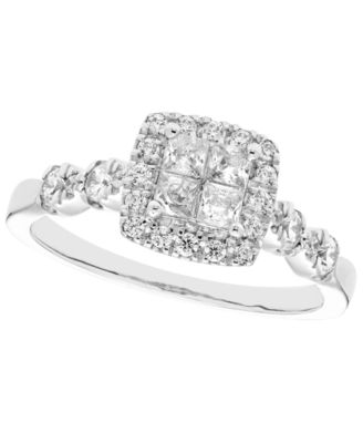 Diamond Halo Ring (5/8 ct. t.w.) in 10k White Gold