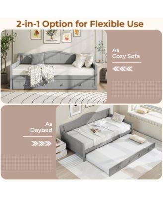 Twin Size Daybed with Pull-Out Trundle and Slats