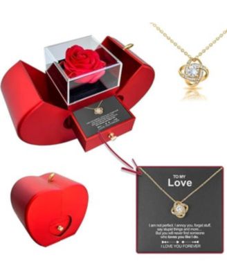 Preserved Rose Necklace Gift Box Love Card Couple Mother Gift