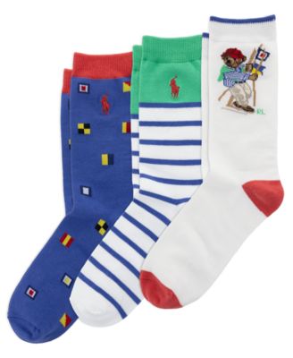 Boys' 4-11 Sailing Bear Socks, 3-Pack