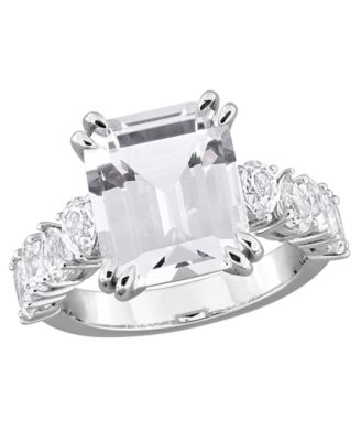 Lab Grown Blue Sapphire (5 ct. t.w.) & Lab Grown White Sapphire (2-1/5 ct. t.w.) Ring in Sterling Silver (Also Available in Ruby)
