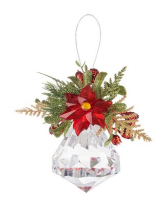 Kissing Krystals Poinsettia Mistletoe Jewel Ornament