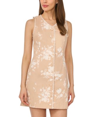 Women's Sleeveless Crew Neck Button-Down Mini Dress