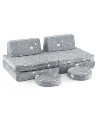Modular Kids Play Couch Set with Glow-in-the-Dark Pattern and Handles