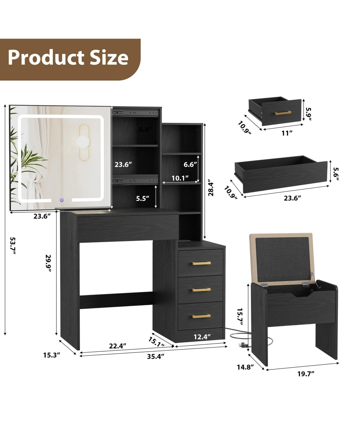 Homfan Modern Makeup Vanity Desk