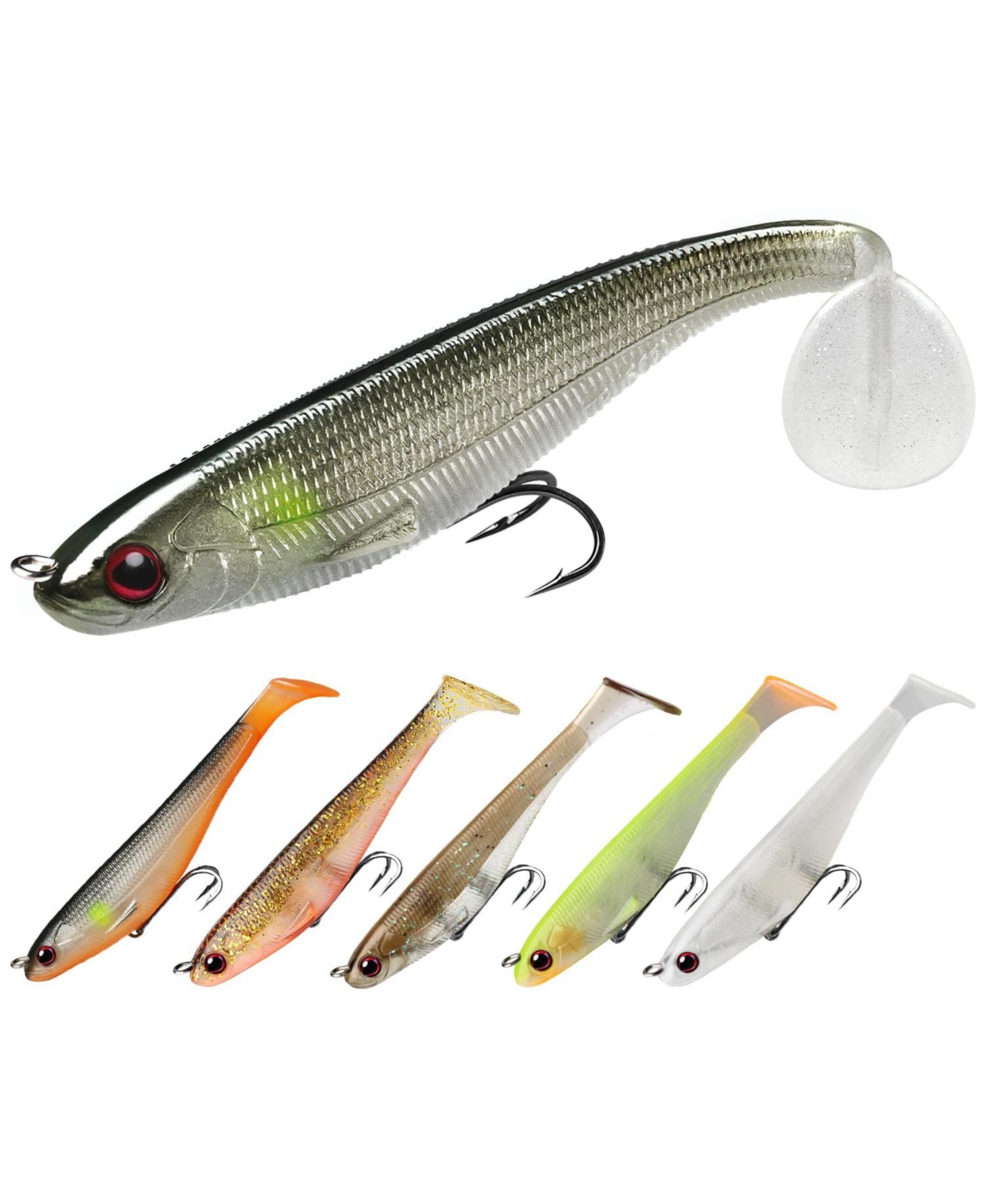 Gnuadz Easy Catch Pre-rigged Soft Swimbaits Vibrating Action Bass Fishing Lures