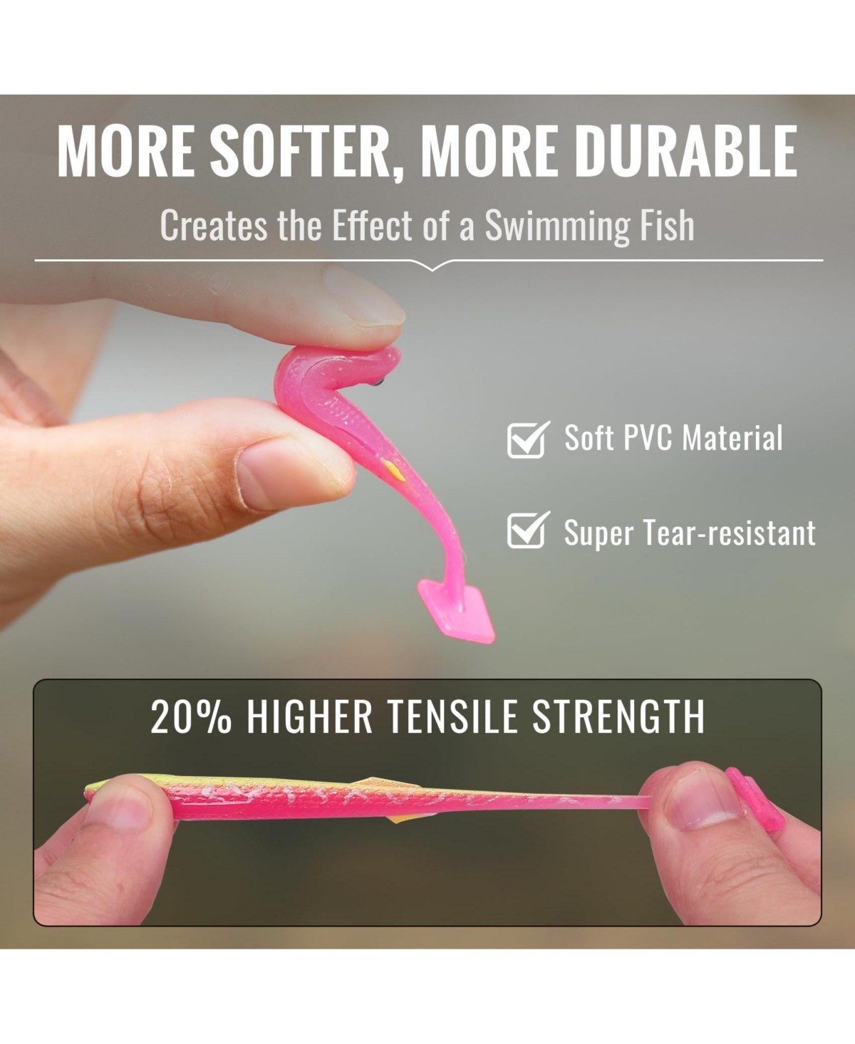 Gnuadz Easy Catch Pre-rigged Soft Swimbaits Vibrating Action Bass Fishing Lures