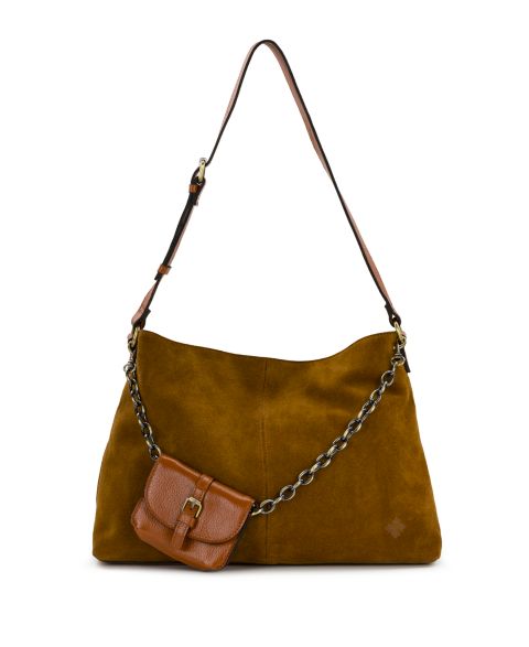 Женская сумка Patricia Nash Liora Large Suede Slouchy Tote Handbag, цвет: Коньячный
