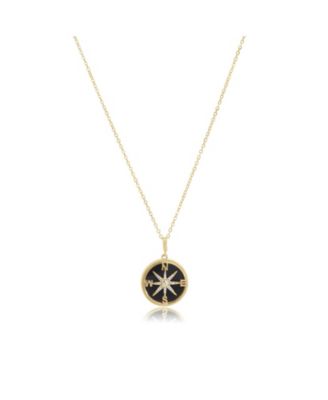 Onyx Compass Necklace 14K Gold-Plated Sterling Silver