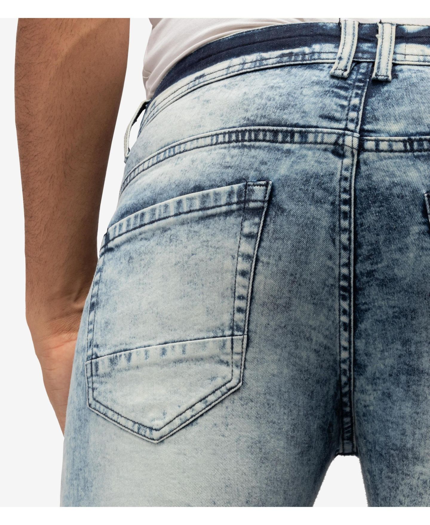 Мужские джинсы X-Ray RAW X Slim Stretch Moto 5-pocket, цвет: Средний синий — фото 6