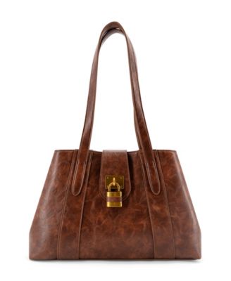 Fiora Signature Lock Medium Satchel Handbag