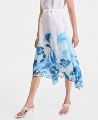 white and blue dresses for womens ZAPAKA Women Flower Corset Long Prom Dress With Slit Spaghetti Straps Ruched Wedding Party Dress, White Blue Flower / US8 feminine details White Dresses, Blue Jeans, Blue