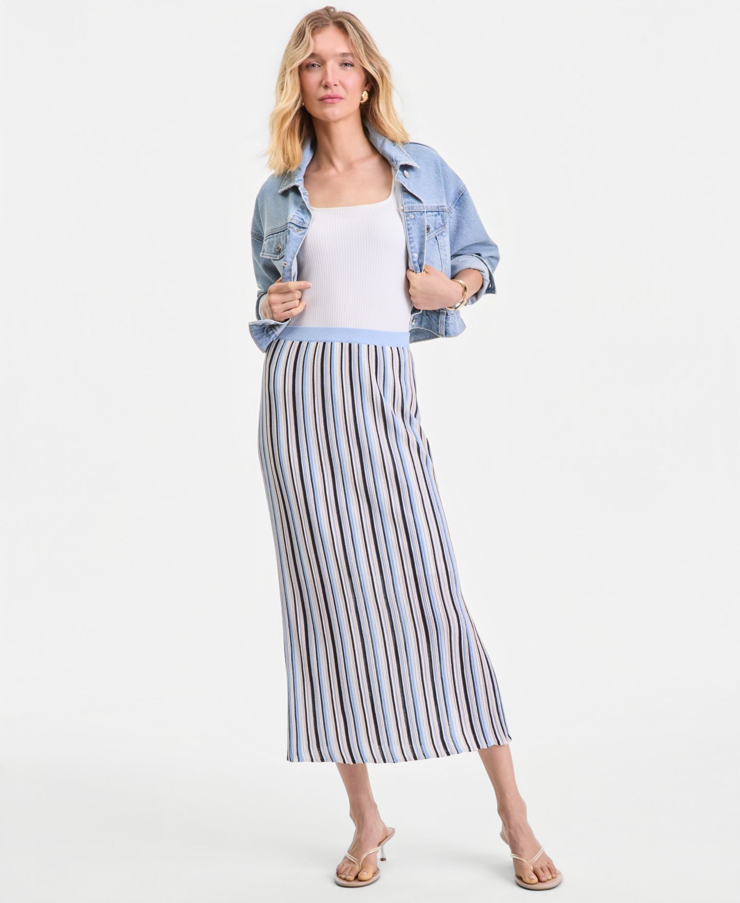 Женская юбка I.N.C. International Concepts Multi Stripe Sweater Skirt, цвет: Персиковый комбинированный — фото 4