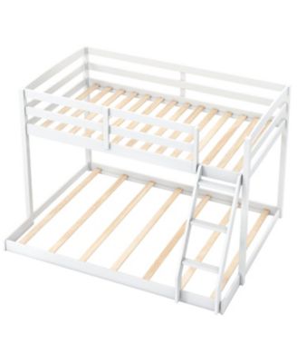 Low Floor Twin Over Full Bunk Bed Frame for Kids, Space Saving Bedroom Solution