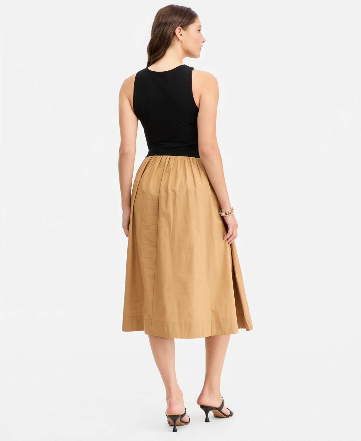 On 34th Women's Curved-Waist Mixed-Media Midi Dress, Macy's Exclusive