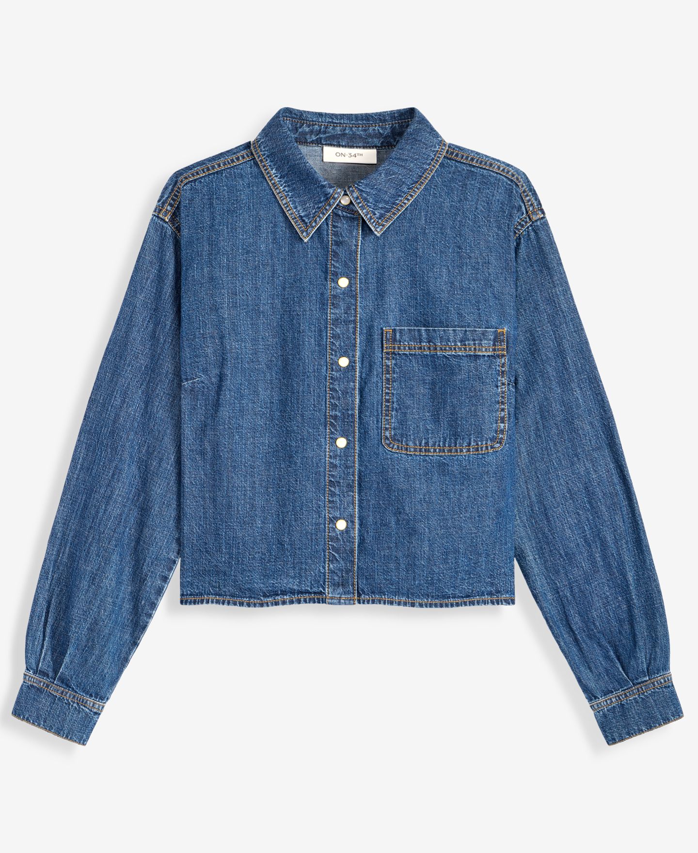 Женская рубашка On 34th Long Sleeve Cropped Denim Shirt, цвет: Пляжный — фото 6