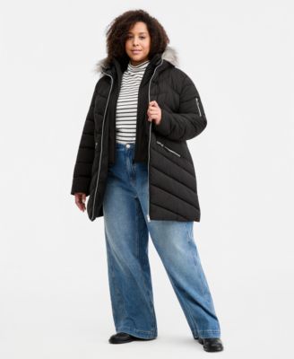 Trendy Plus Size Faux-Fur-Trim Hooded Puffer Coat
