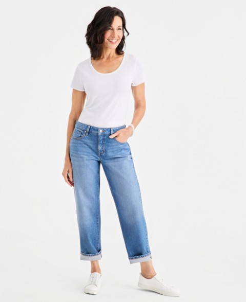 Женские джинсы Style & Co Women's Mid-Rise Relaxed Straight-Leg Jeans