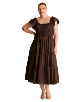 Women's Alana Cotton Tiered Fit Flare Midi Dress