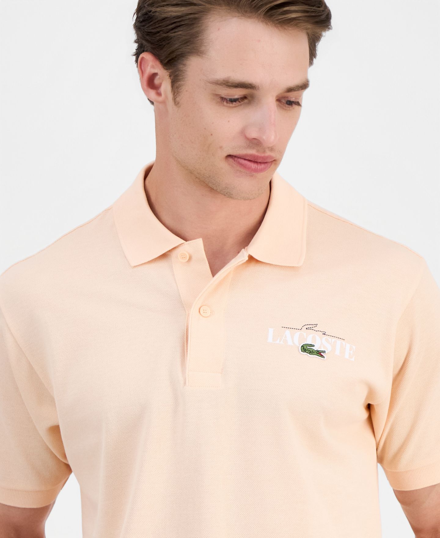 Мужское поло Lacoste Classic-Fit Printed Polo Shirt, цвет: Тёмно-синий — фото 7