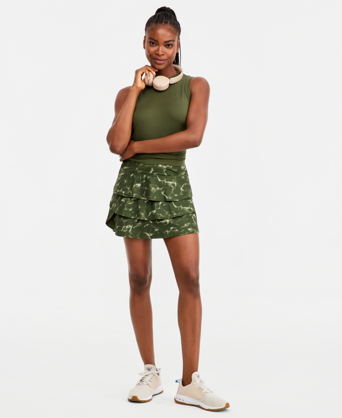 Id Ideology Women's Compression Flounce Skort, Macy's Exclusive - Marina Whisper