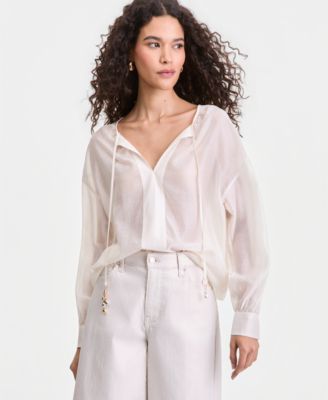 Women's Long-Sleeve Satin Blouse