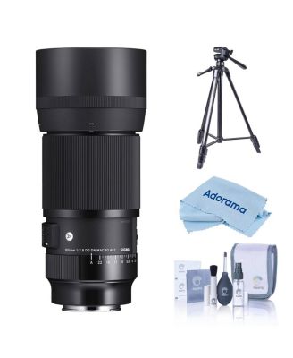 105mm DG DN ART Macro Lens for Sony E, Bundle with Slik U8800L 3-Section Aluminum Tripod with Hybrid 3-Way Pan Head, Cleaning Kit,