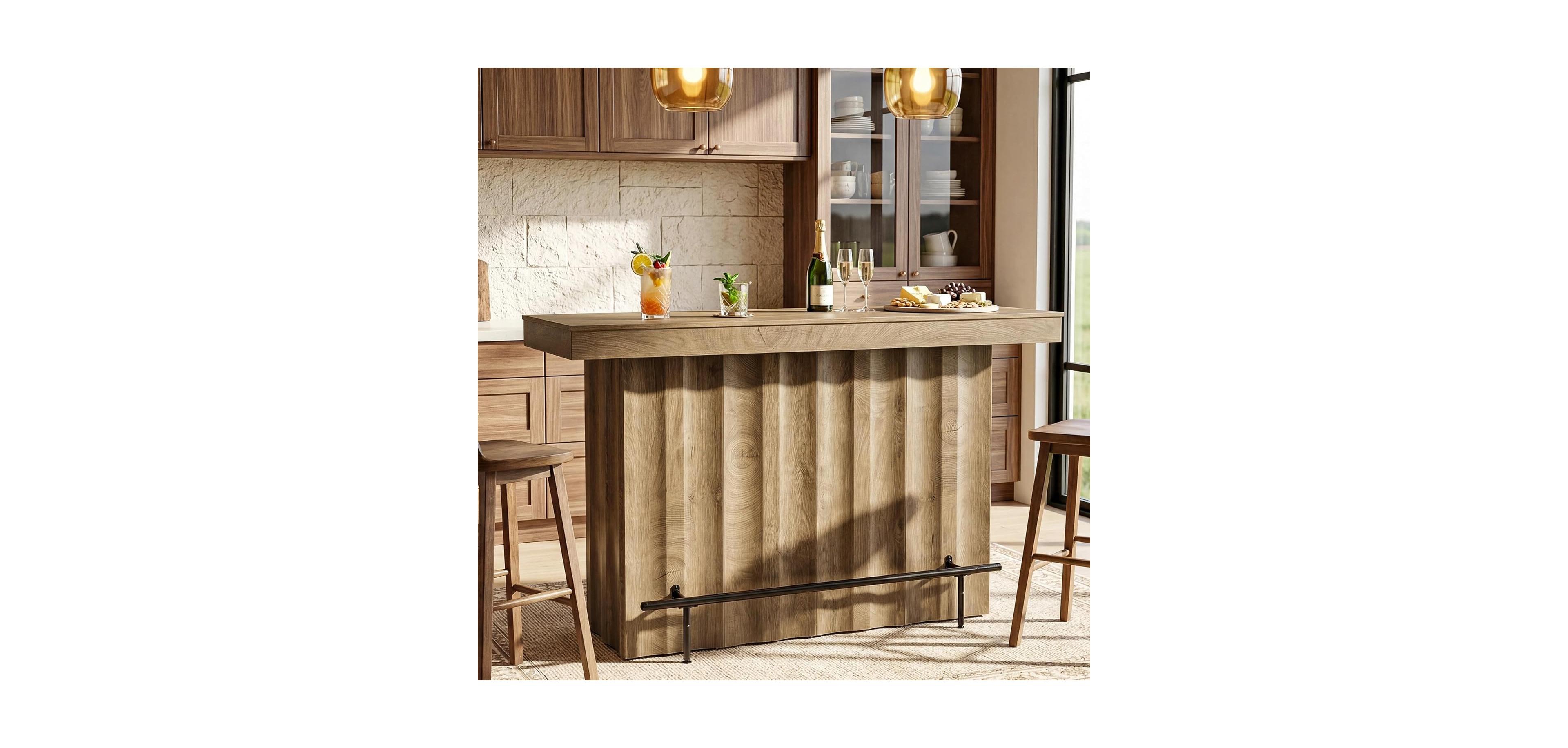 Tribesigns 63-Inch Bar Table, 2-Tier Farmhouse Counter Height Pub Table with Storage Shelves, High Top Bar Unit