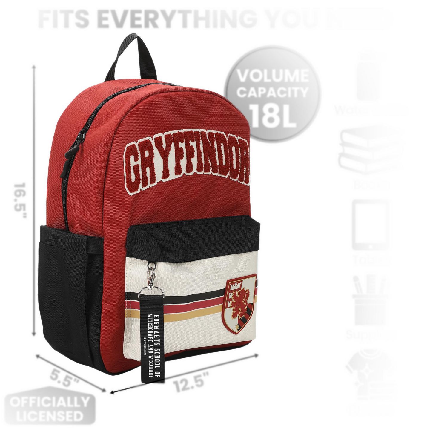 Рюкзак Harry Potter Gryffindor Crest 16.5" Adult Red, цвет: Красный / Чёрный — фото 3