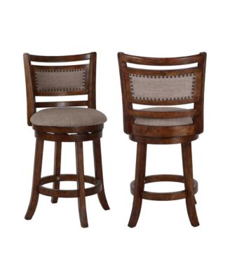 Aberdeen Wood Swivel Bar Stool with Fabric Seat