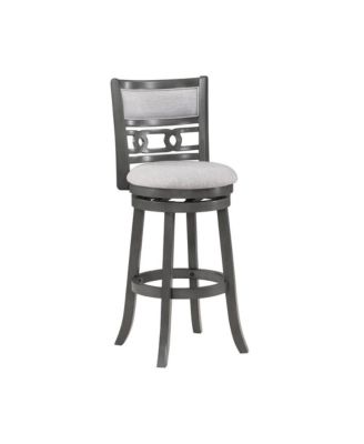 Gia 29" Solid Wood Swivel Bar Stool with Fabric Seat