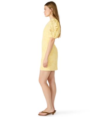 yellow lace dress macy's Say Yes Juniors' Embellished Lace-Up Mesh Gown, Created for Macy's
