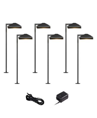 Basset High Modern 8-Piece Outdoor Landscape Path Light Set Porch House LED Bulb Textured  Finish