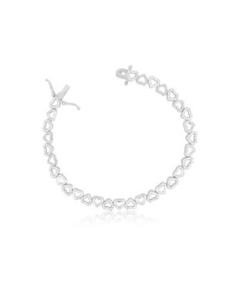 CZ Alternating Heart Bracelet Sterling Silver