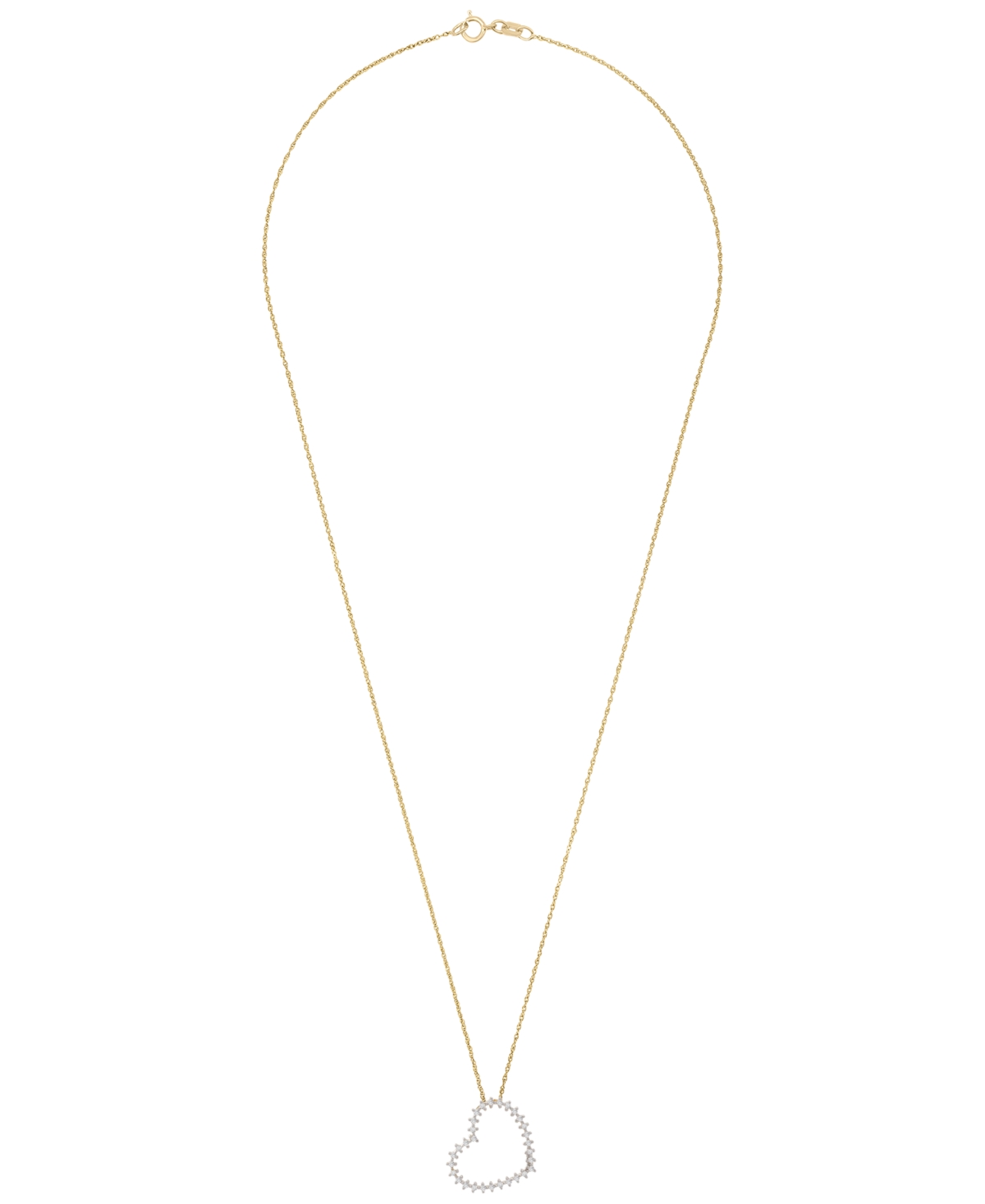 Macy's Diamond Heart Pendant Necklace (1/6 ct. t.w.) in 10k Yellow Gold
