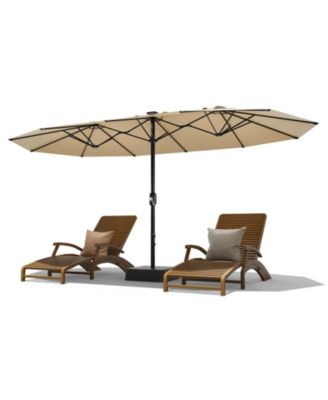 15FT Extra Large Double-Sided Patio Umbrella with Base, Waterproof UV Protection, Easy Crank for Pool, Garden, Backyard, Multiple Colors