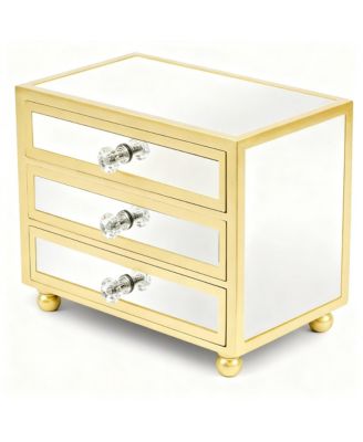3 Layer Large Capacity Jewelry Storage Box with Crystal Handle