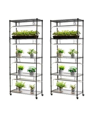 71 in DIY Plant Shelf with Grow Lights Indoor Stand on Wheels