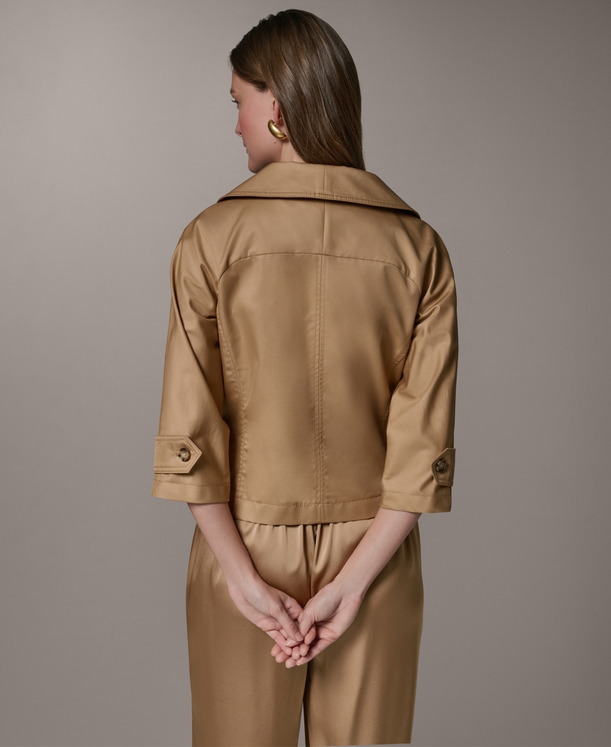 Donna Karan New York Women's Notch Lapel Bar Hardware Jacket