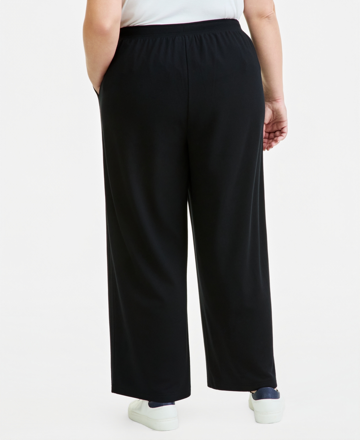 Style & Co Plus LuxLounge French Terry Wide-Leg Drawstring Pants, Macy's Exclusive
