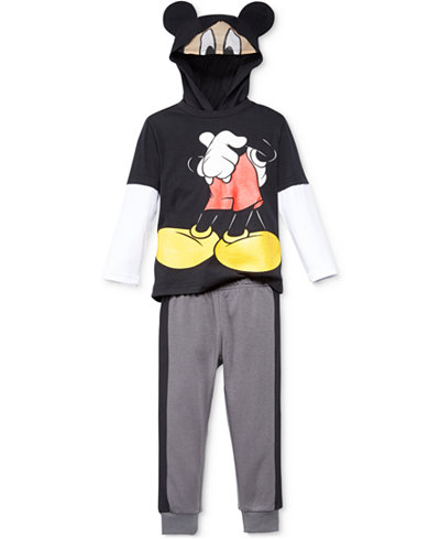 Nannette Little Boys' 2-Pc. Mickey Mouse Graphic-Print Hoodie & Pants Set