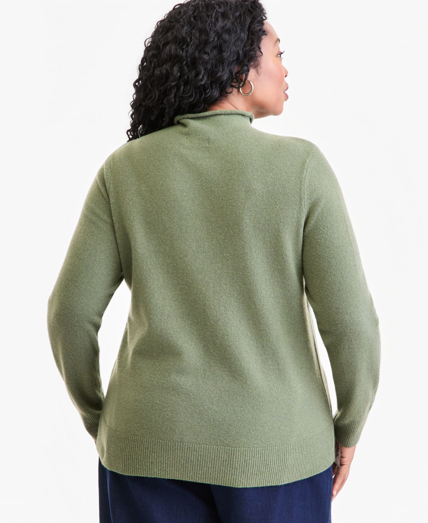 Женский свитер Style & Co Plus Size Luxsoft Mock-Neck Long-Sleeve, цвет: Зелёный — фото 2