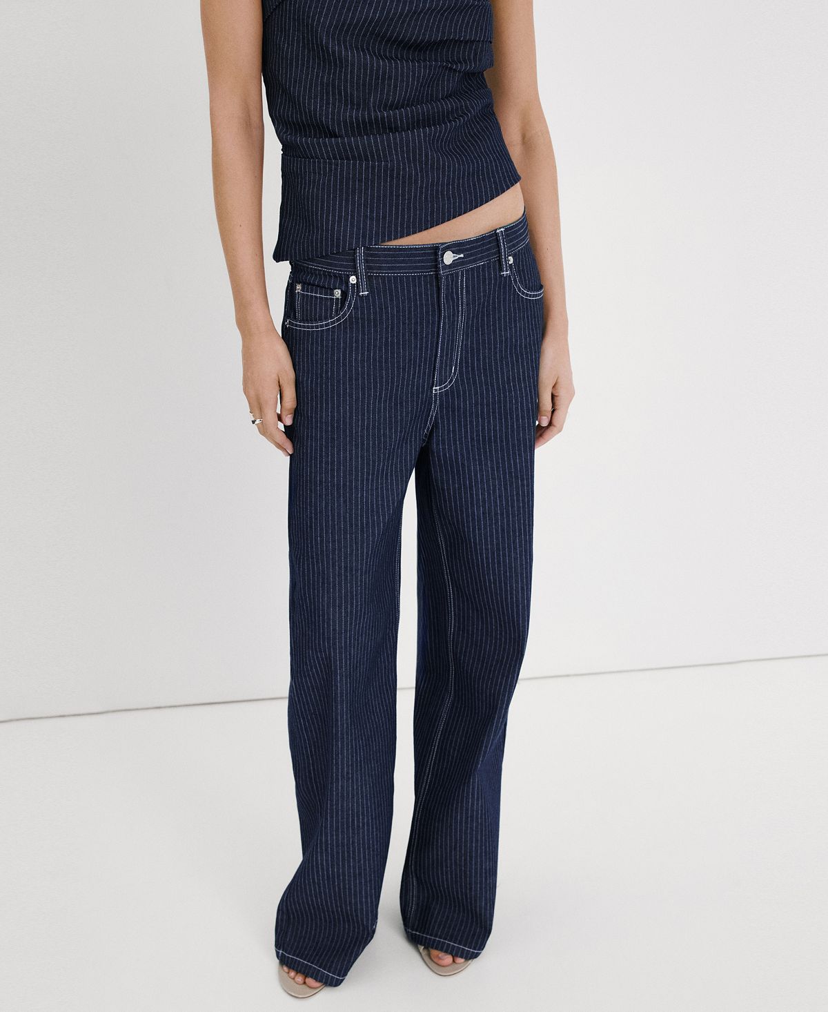 Mango Women's Straight Striped Jeans view 8 — MAYCSS fashion products