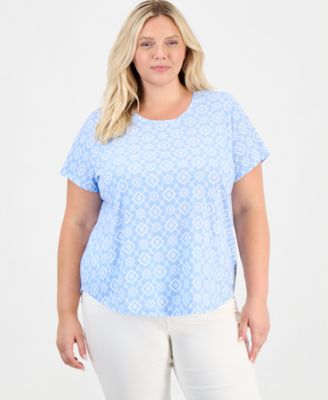 Plus Size Printed Short-Sleeve Crewneck T-Shirt