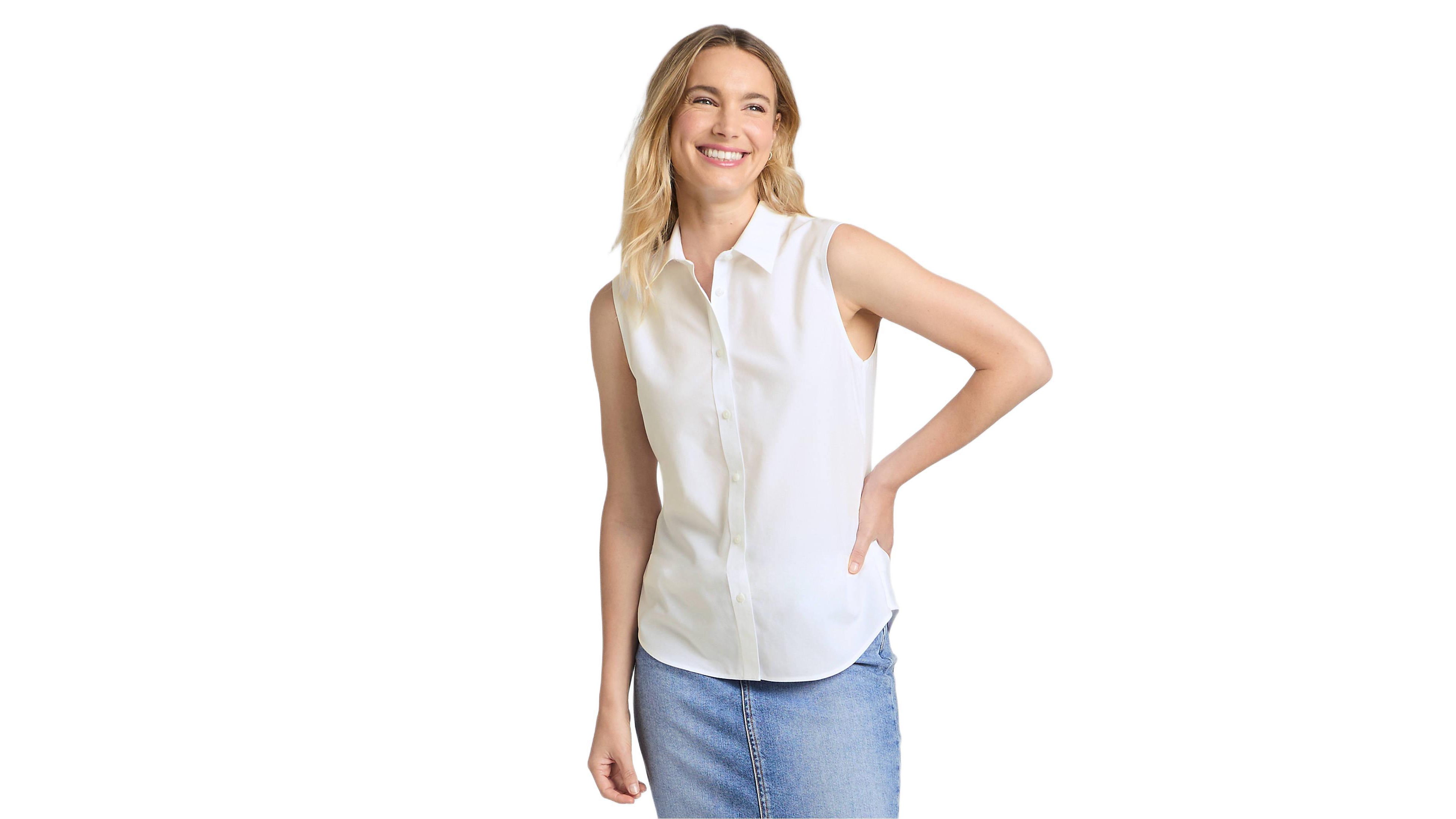Lands' End Women's Tall No Iron Sleeveless Shirt