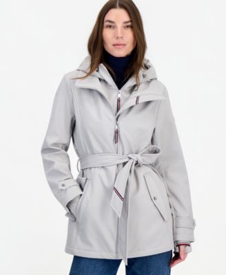 Women's Hooded Belted Softshell Coat, Created for Macy's