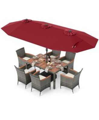8-Piece Patio Dining Set with Double-Sided Market Umbrella