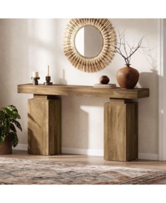 63-Inch Long Console Table, Farmhouse Entryway Table Behind Couch, Accent Furniture for Living Room, Entrance