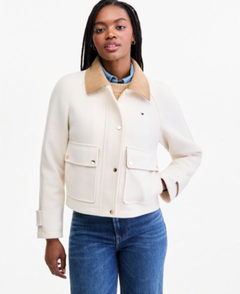 Женская куртка Tommy Hilfiger Corduroy Collar Bomber, цвет: Кремовый